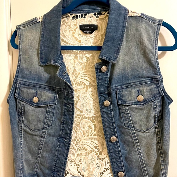 Bebe Laced Jean Vest - Picture 1 of 3